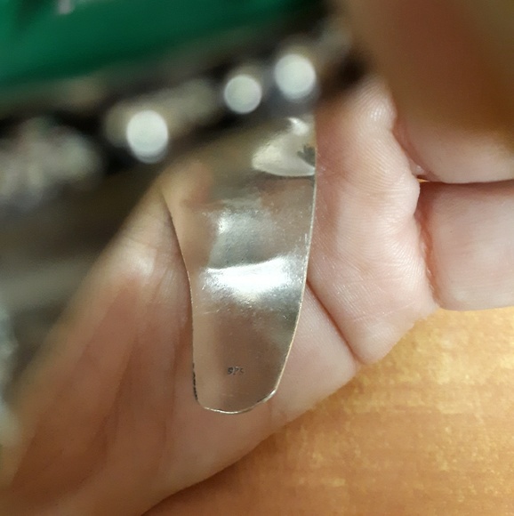 New Carved Goddess Face Blue Topaz & Peridot 925 Silver Cuff Bracelet. - Picture 7 of 8